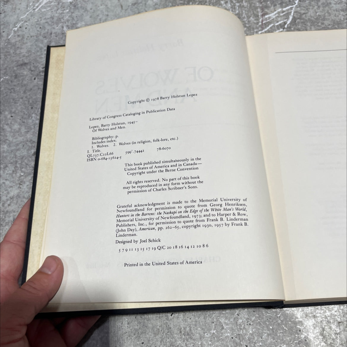 of wolves and men book, by Barry Holstun Lopez, 1978 Hardcover image 3