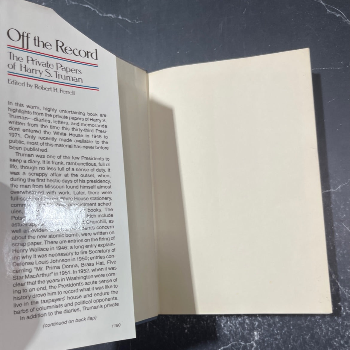 off the record the private papers of harry s. truman book, by Robert H. Ferrell, 1980 Hardcover image 4