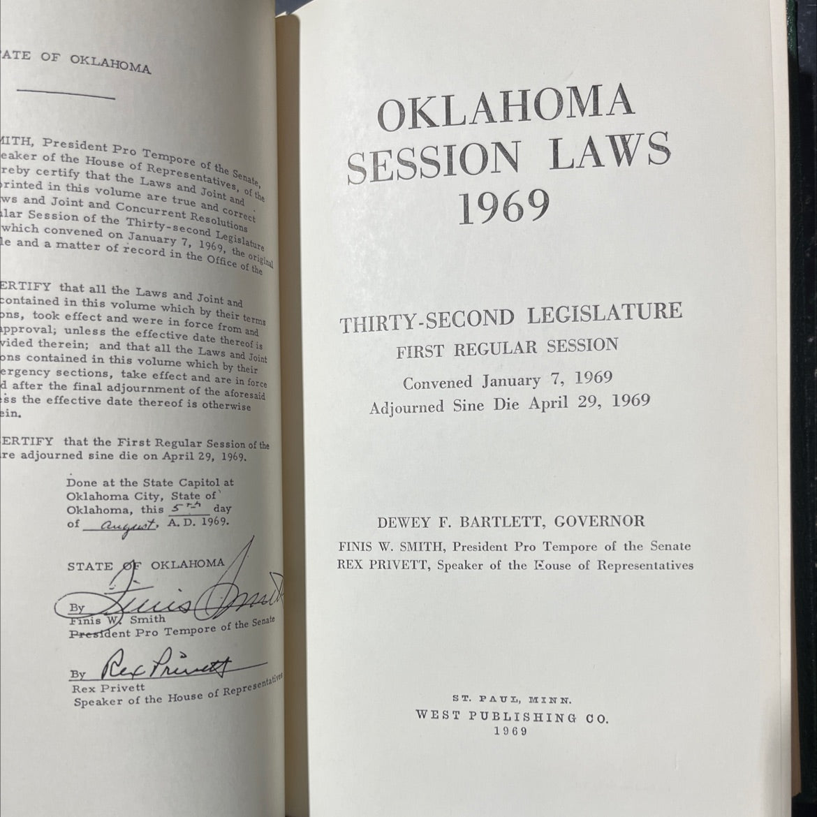 oklahoma session laws 1969 thirty-second legislature first regular session book, by unknown, 1969 Hardcover image 2