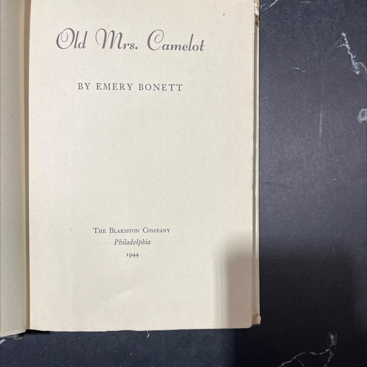 old mrs. camelot book, by emery bonett, 1944 Hardcover image 2