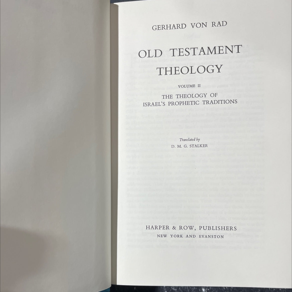 old testament theology volume ii the theology of israel's prophetic traditions book, by gerhard von rad, 1965 Hardcover image 2