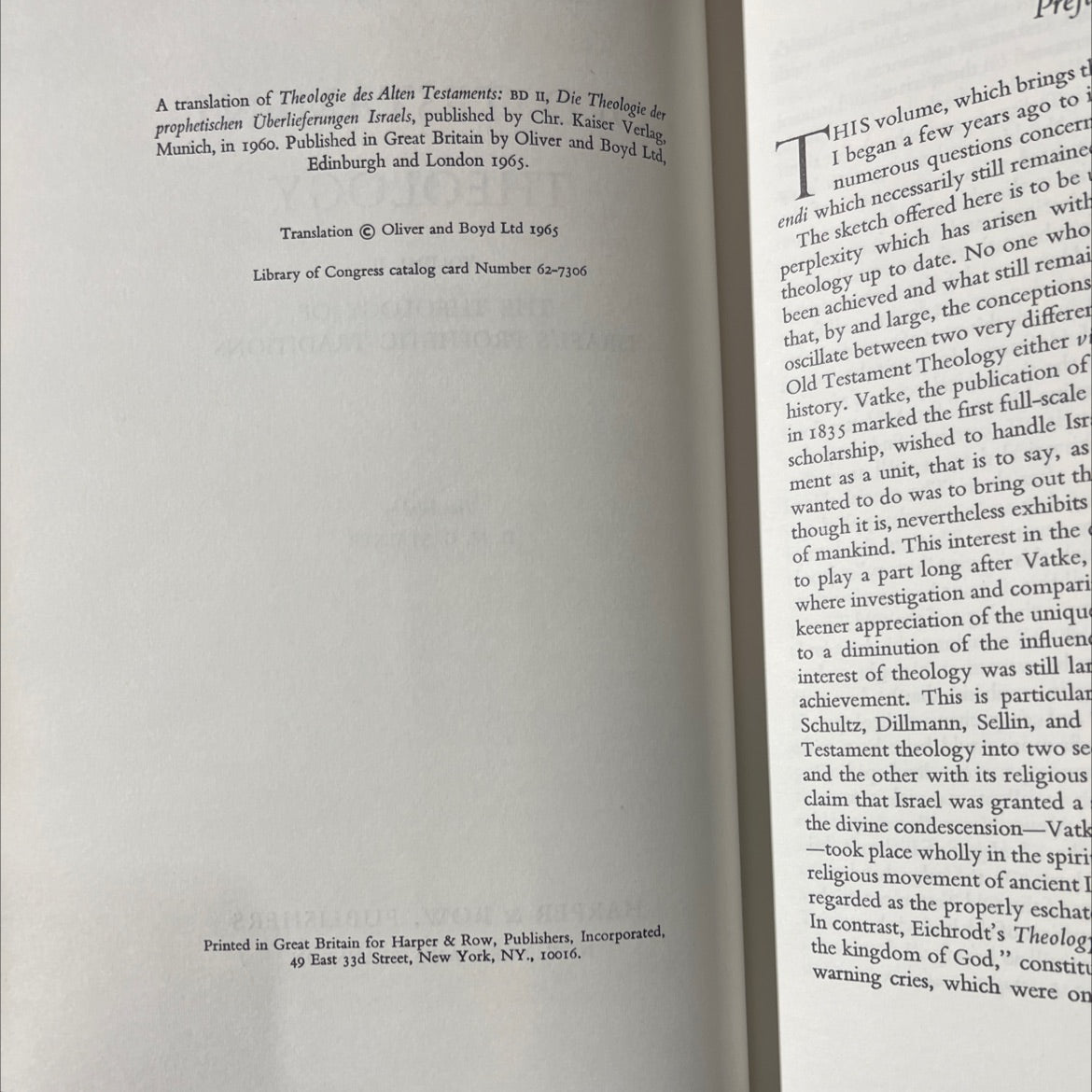 old testament theology volume ii the theology of israel's prophetic traditions book, by gerhard von rad, 1965 Hardcover image 3