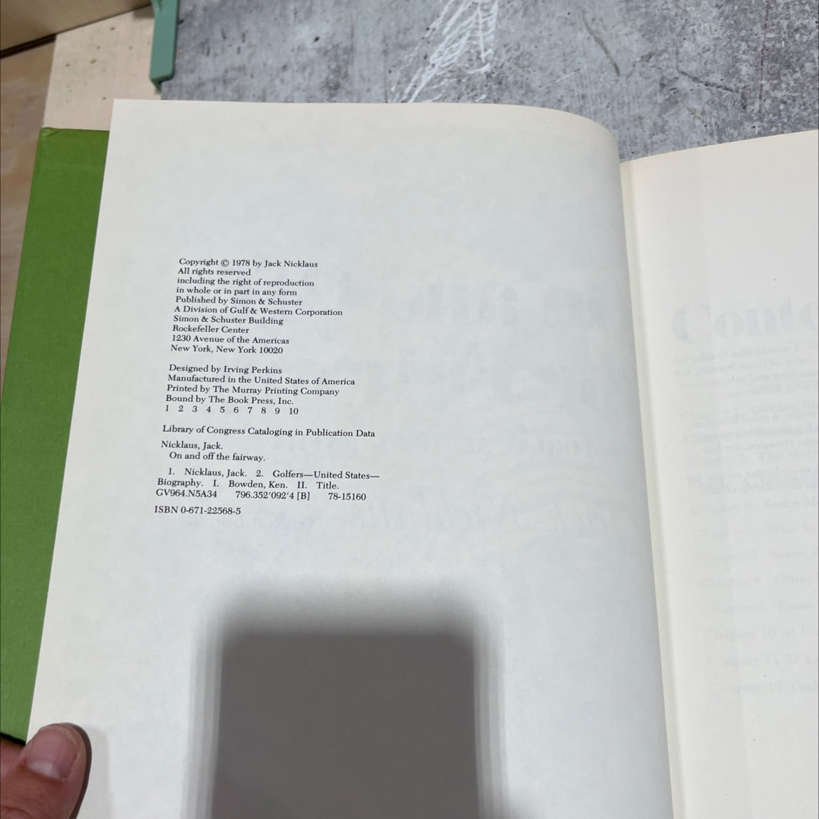 on and off the fairway book, by Jack Nicklaus, 1978 Hardcover image 3