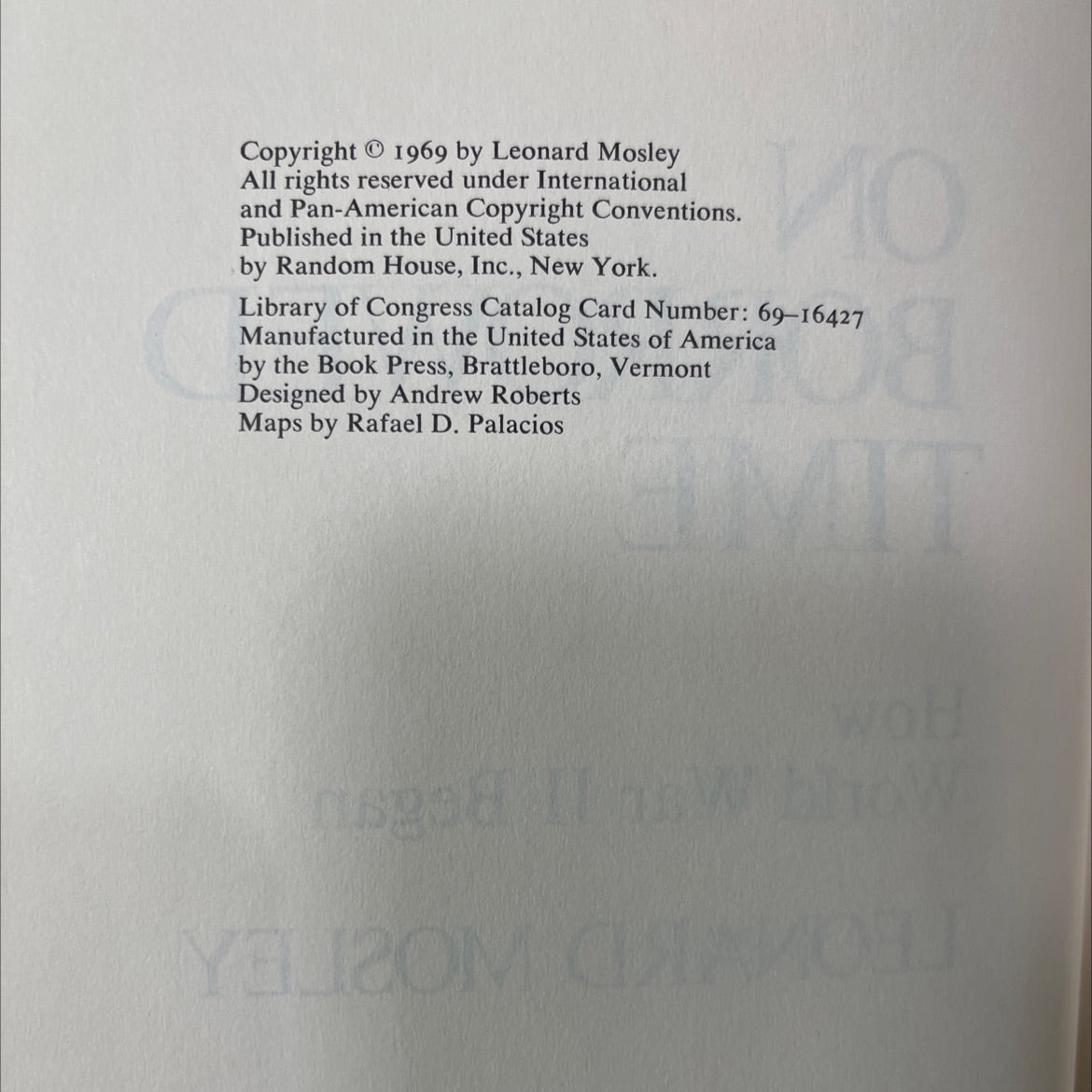 on borrowed time how world war ii began book, by leonard mosley, 1969 Hardcover image 3
