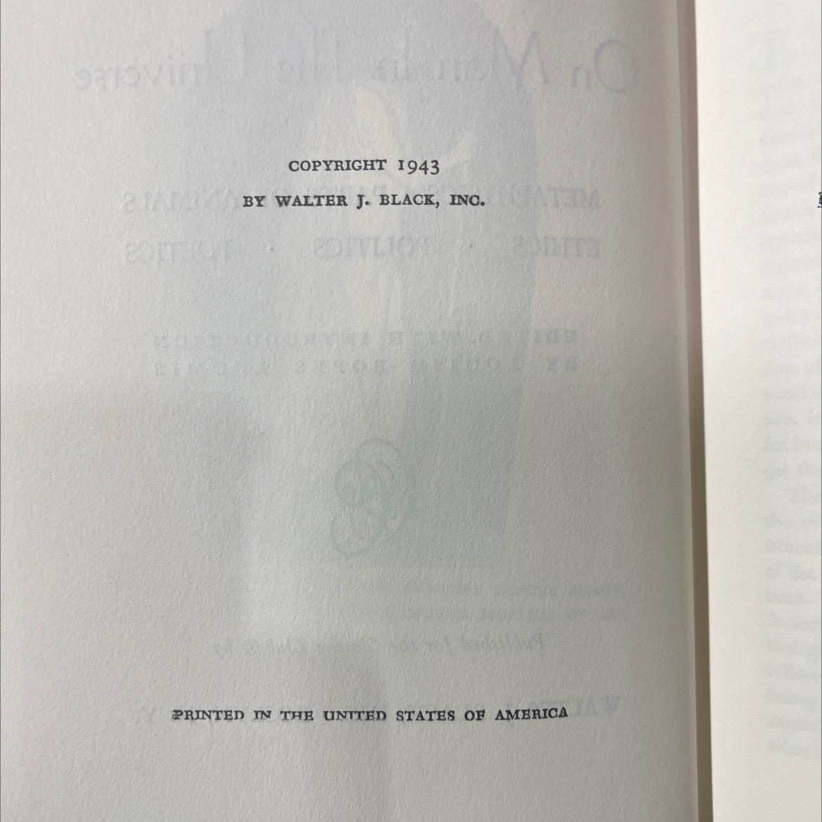 on man in the universe book, by aristotle, 1943 Hardcover image 3