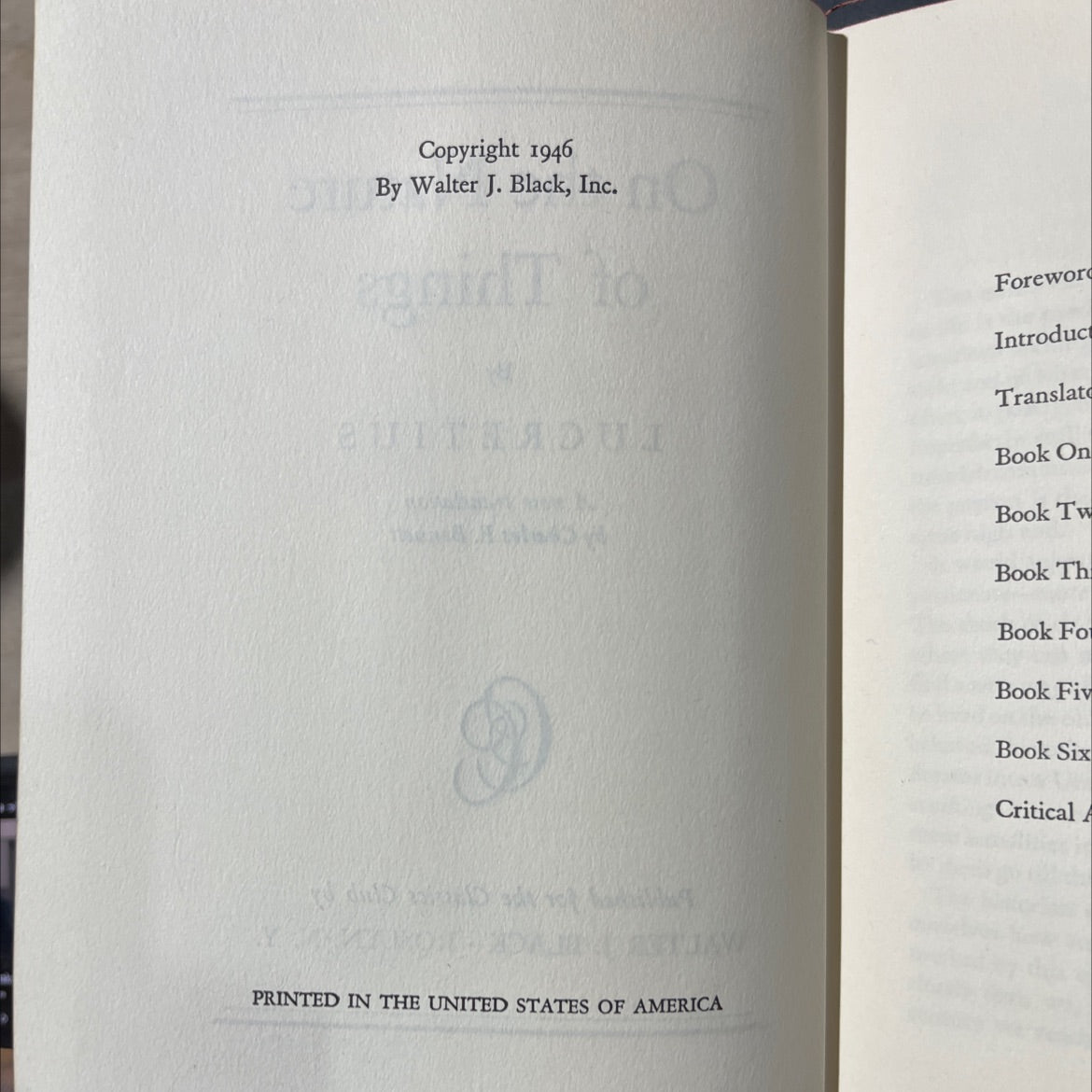 on the nature of things book, by lucretius, 1946 Hardcover image 3
