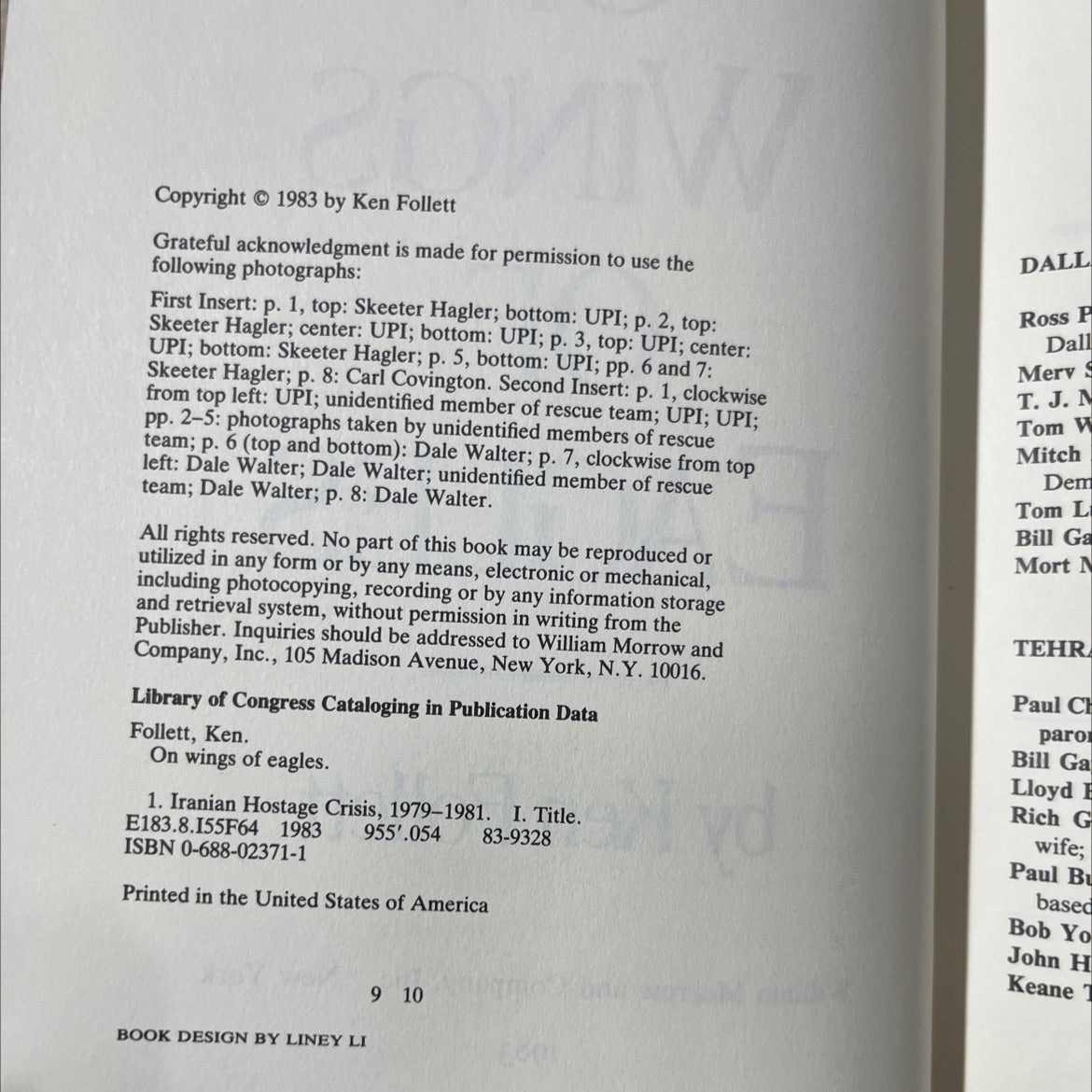 on wings of eagles book, by Ken Follett, 1983 Hardcover image 3