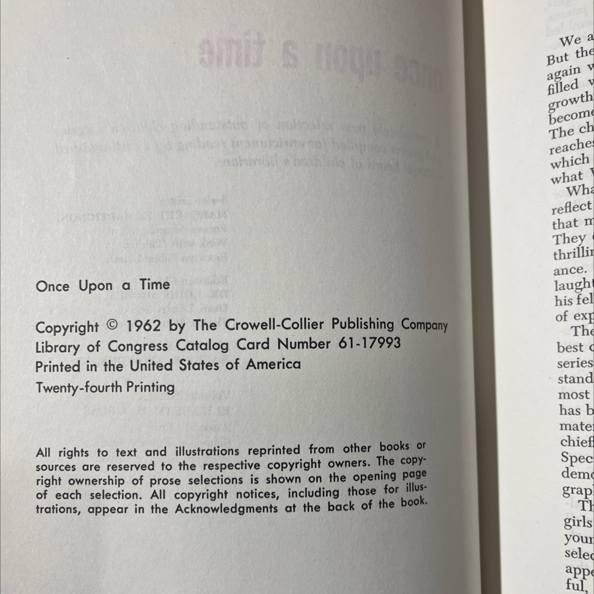 once upon a time book, by unknown, 1962 Hardcover image 3