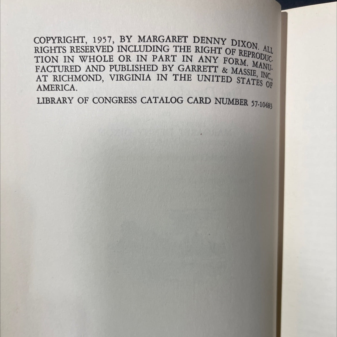 one, two and three the numbered years five decades at james city book, by margaret denny dixon, 1957 Hardcover image 3