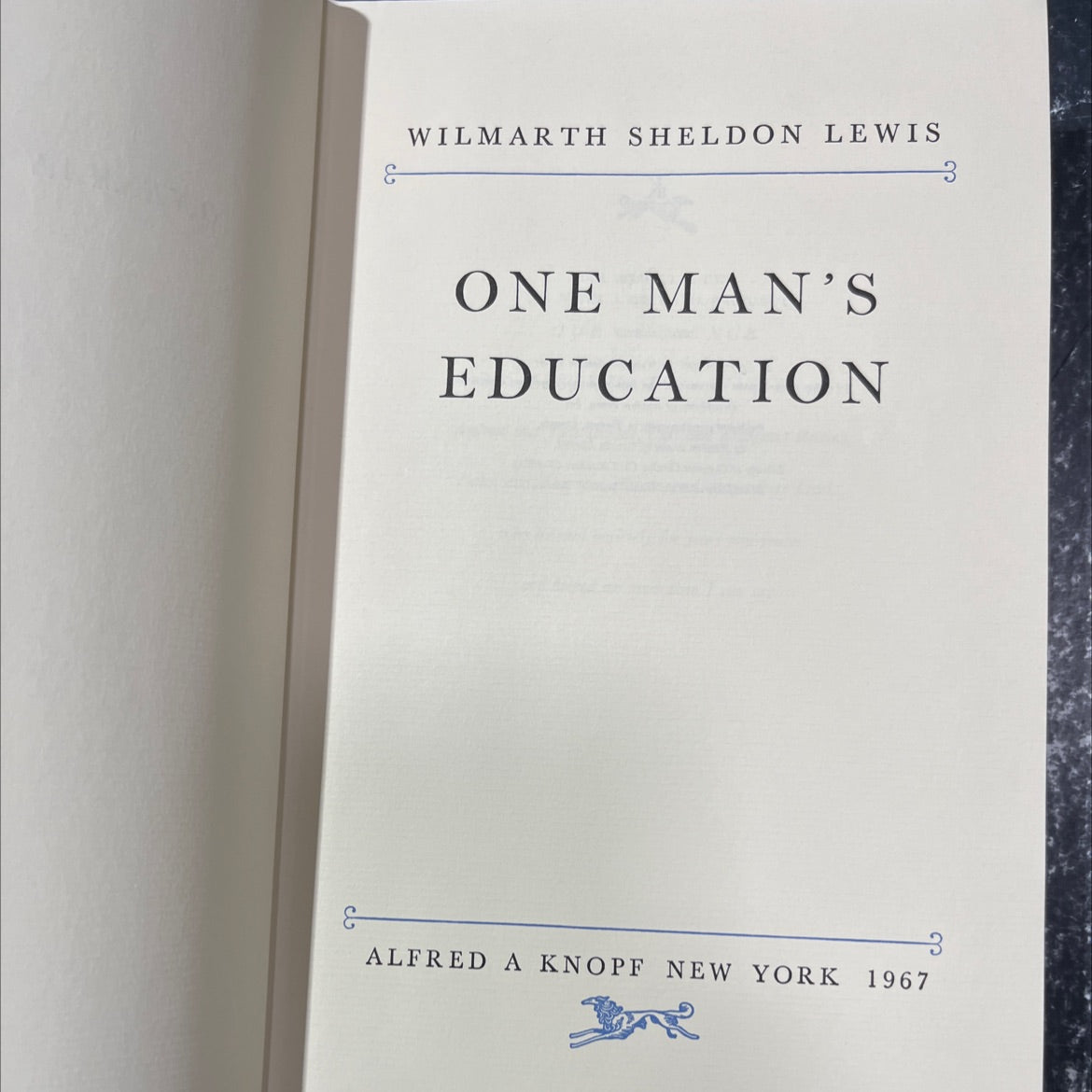 one man's education book, by Wilmarth Sheldon Lewis, 1967 Hardcover image 2
