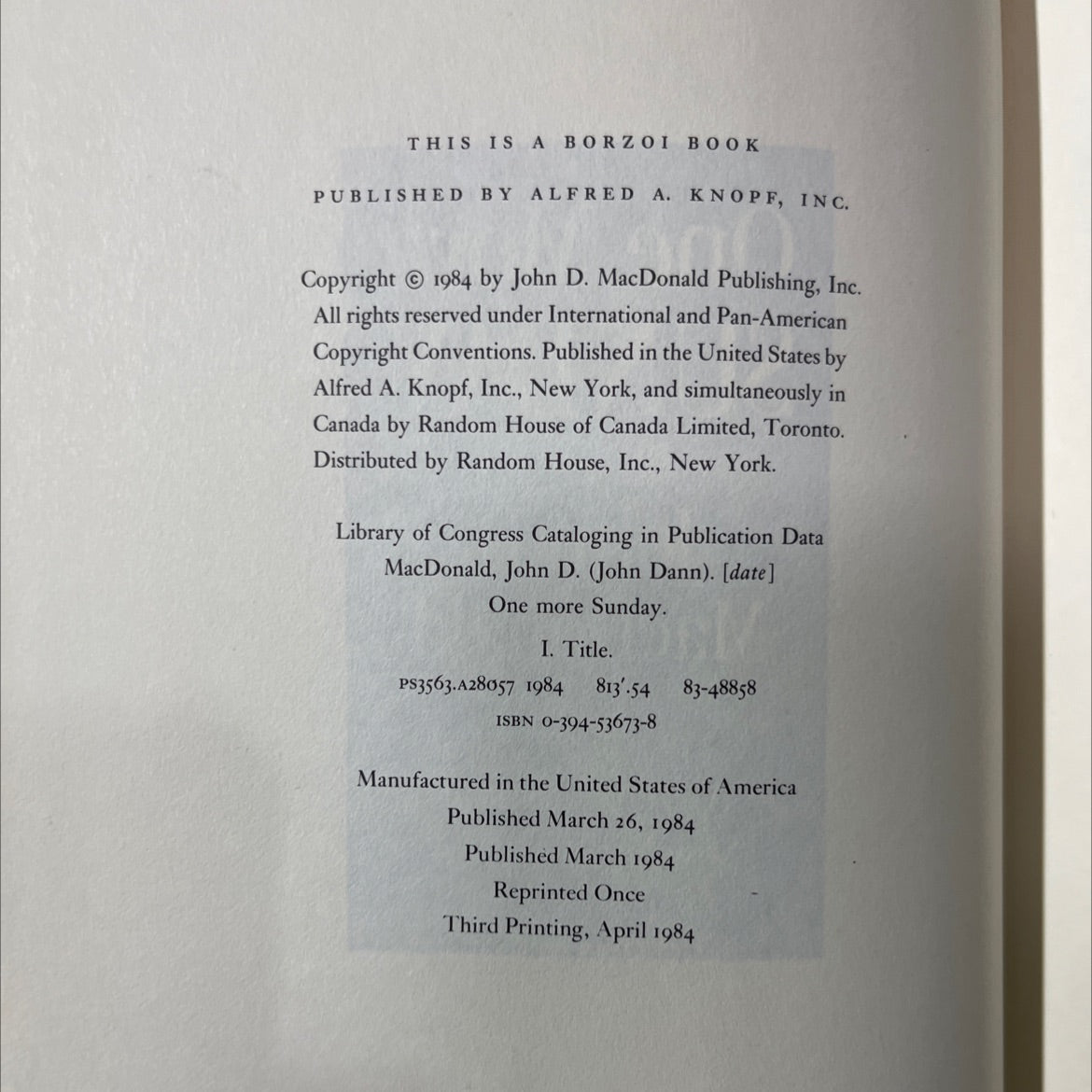 one more sunday book, by john d. macdonald, 1984 Hardcover image 3