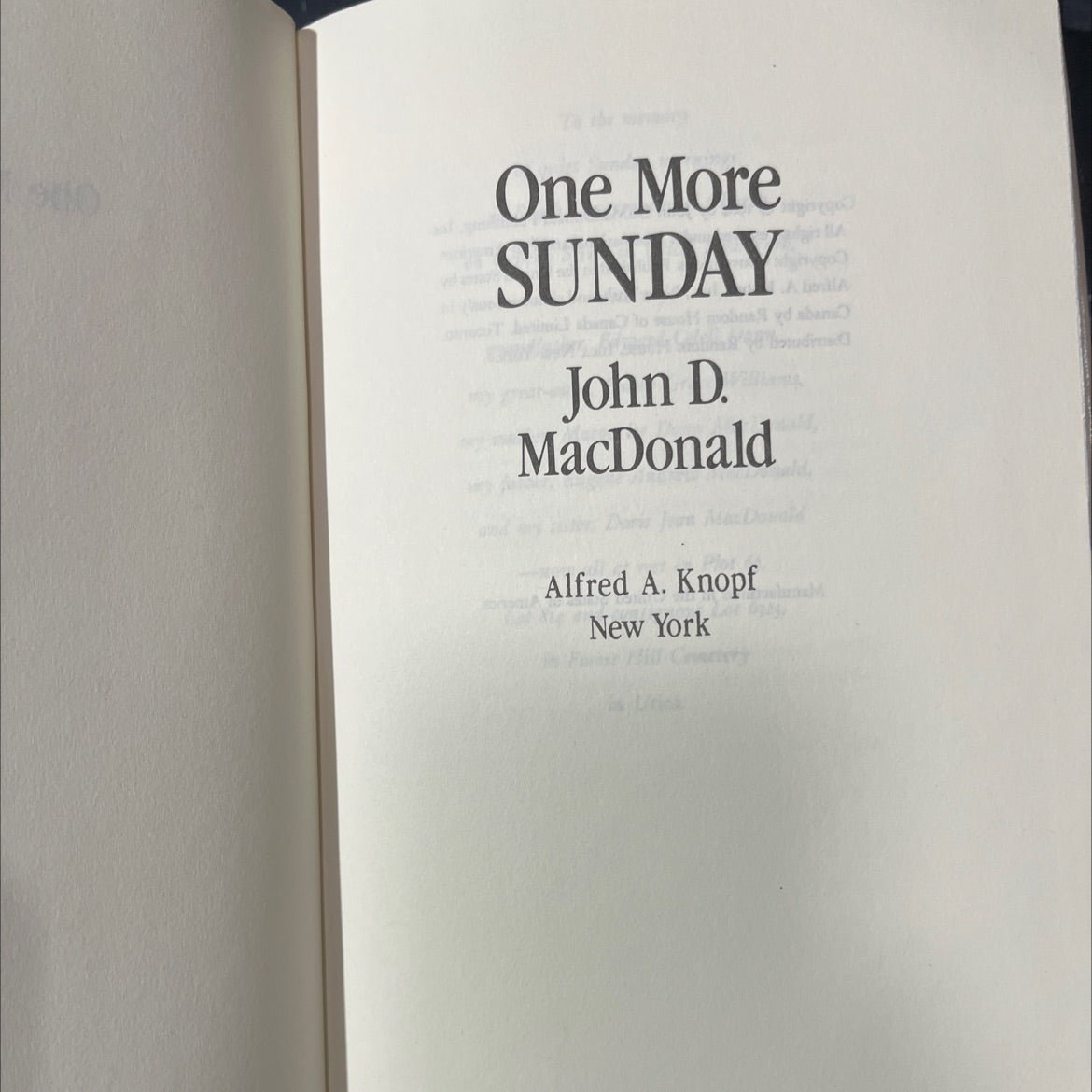 one more sunday book, by john d. macdonald, 1984 Hardcover image 2