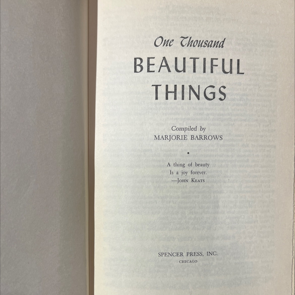 one thousand beautiful things book, by marjorie barrows, 1947 Hardcover image 2