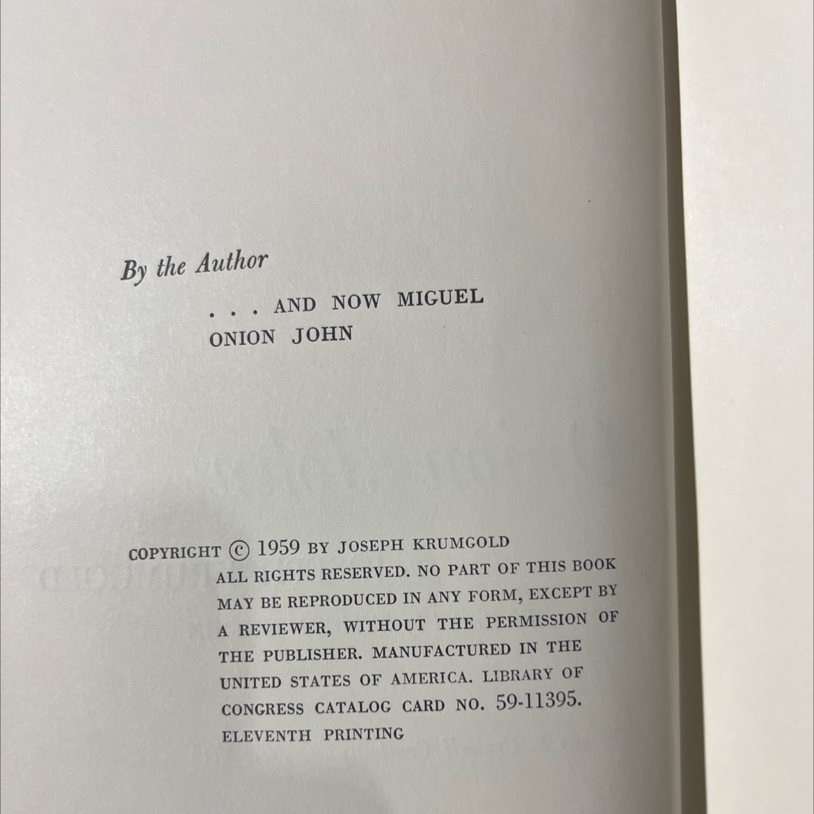 onion john book, by joseph krumgold, 1959 Hardcover image 3