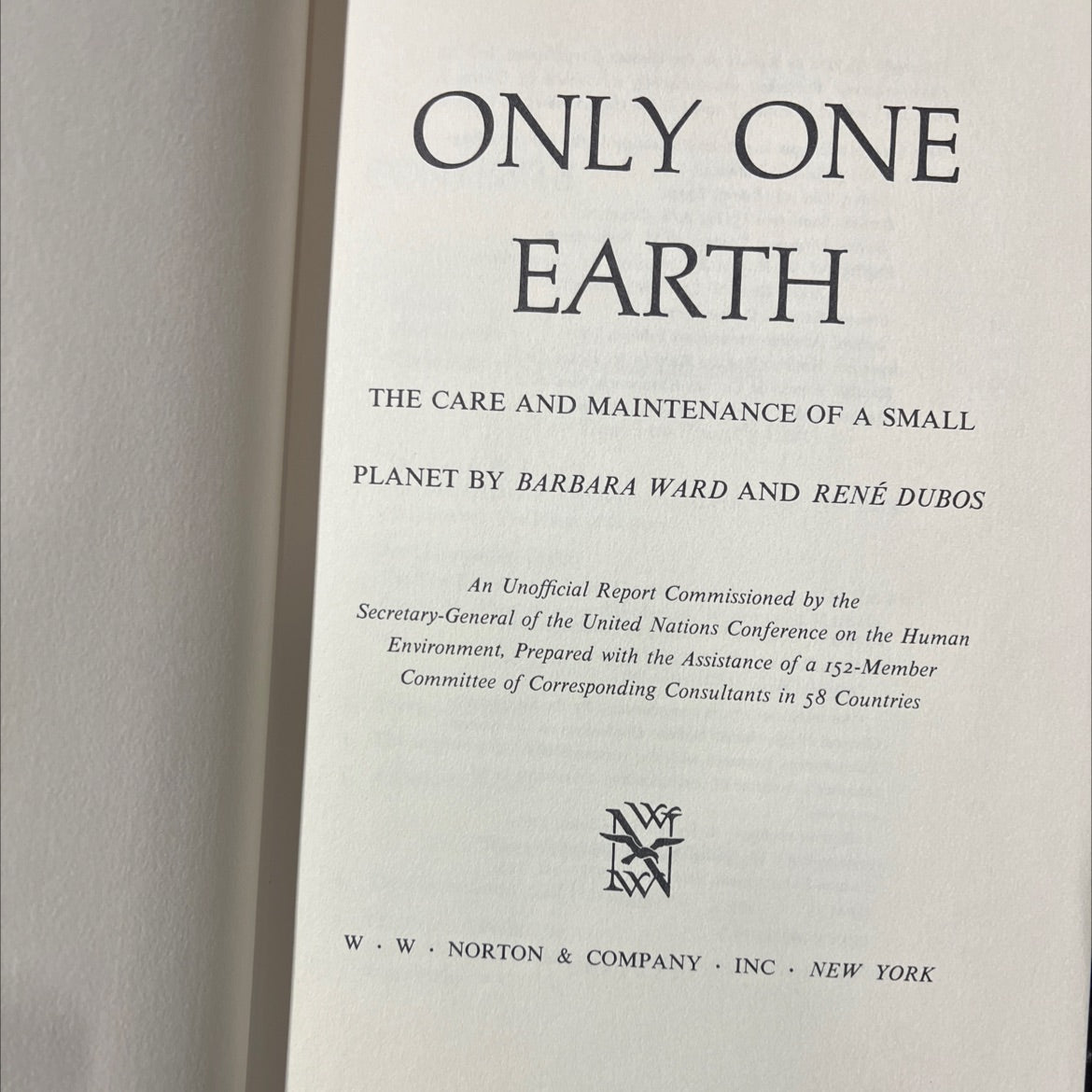 only one earth the care and maintenance of a small planet book, by barbara ward and rené dubos, 1972 Hardcover image 2