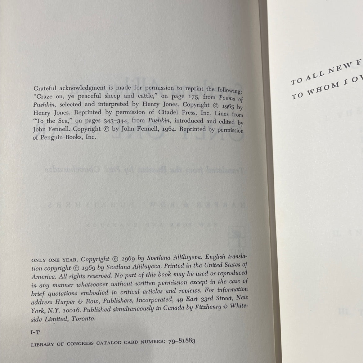 only one year book, by svetlana alliluyeva, 1969 Hardcover image 3