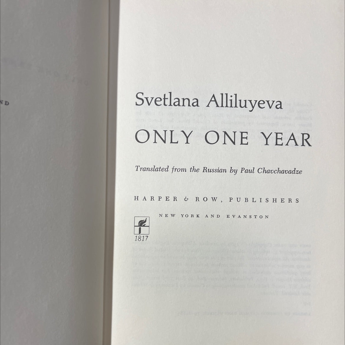 only one year book, by svetlana alliluyeva, 1969 Hardcover image 2