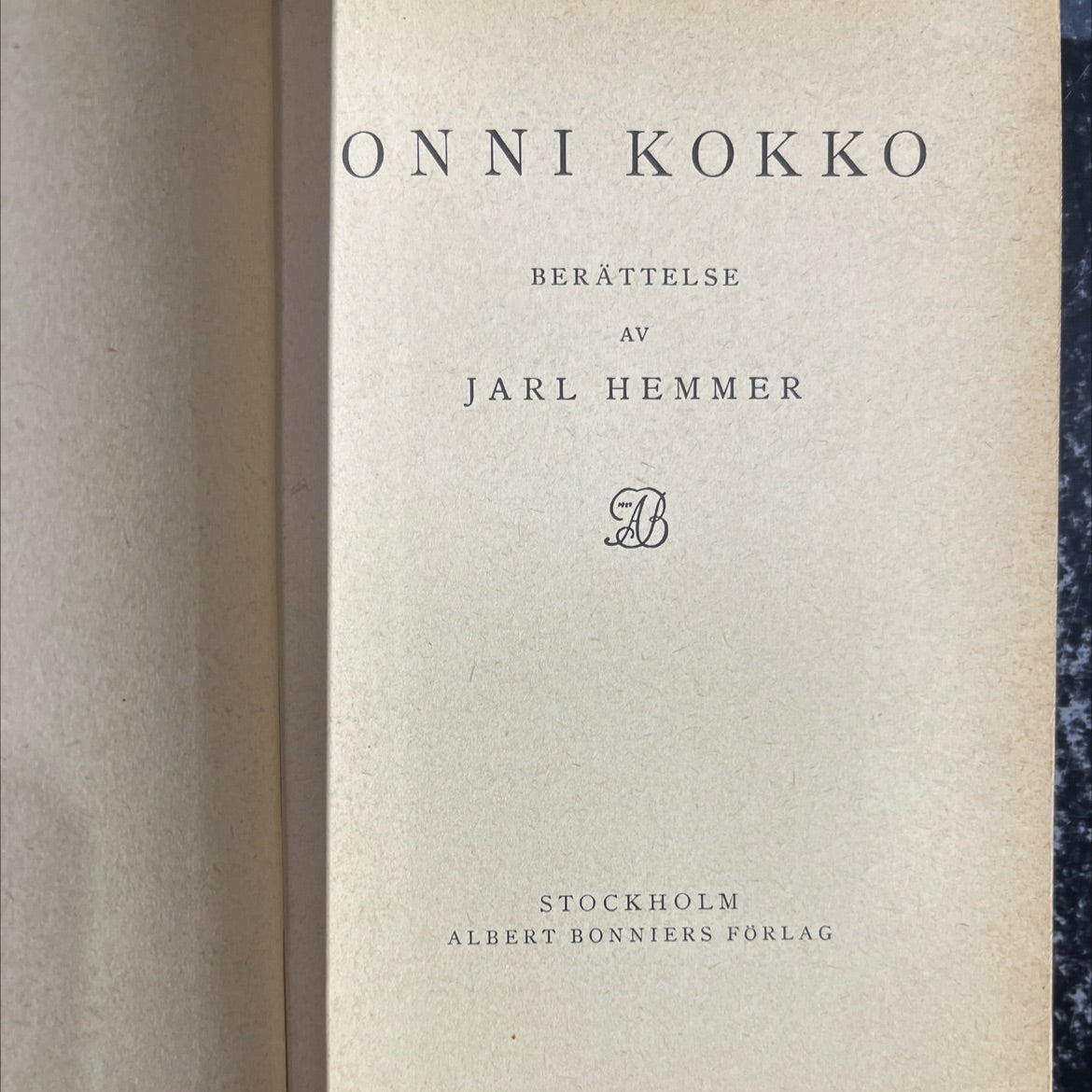 onni kokko book, by jarl hemmer, 1937 Leather image 2