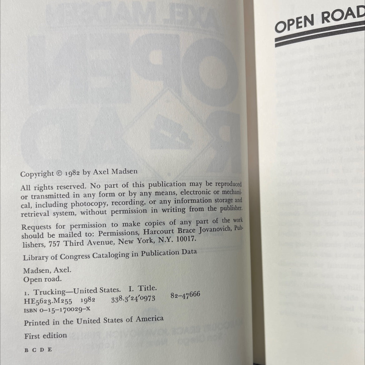 open road book, by axel madsen, 1982 Hardcover image 3