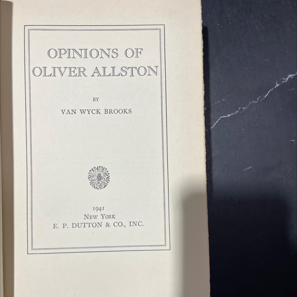 opinions of oliver allston book, by van wyck brooks, 1941 Hardcover image 2