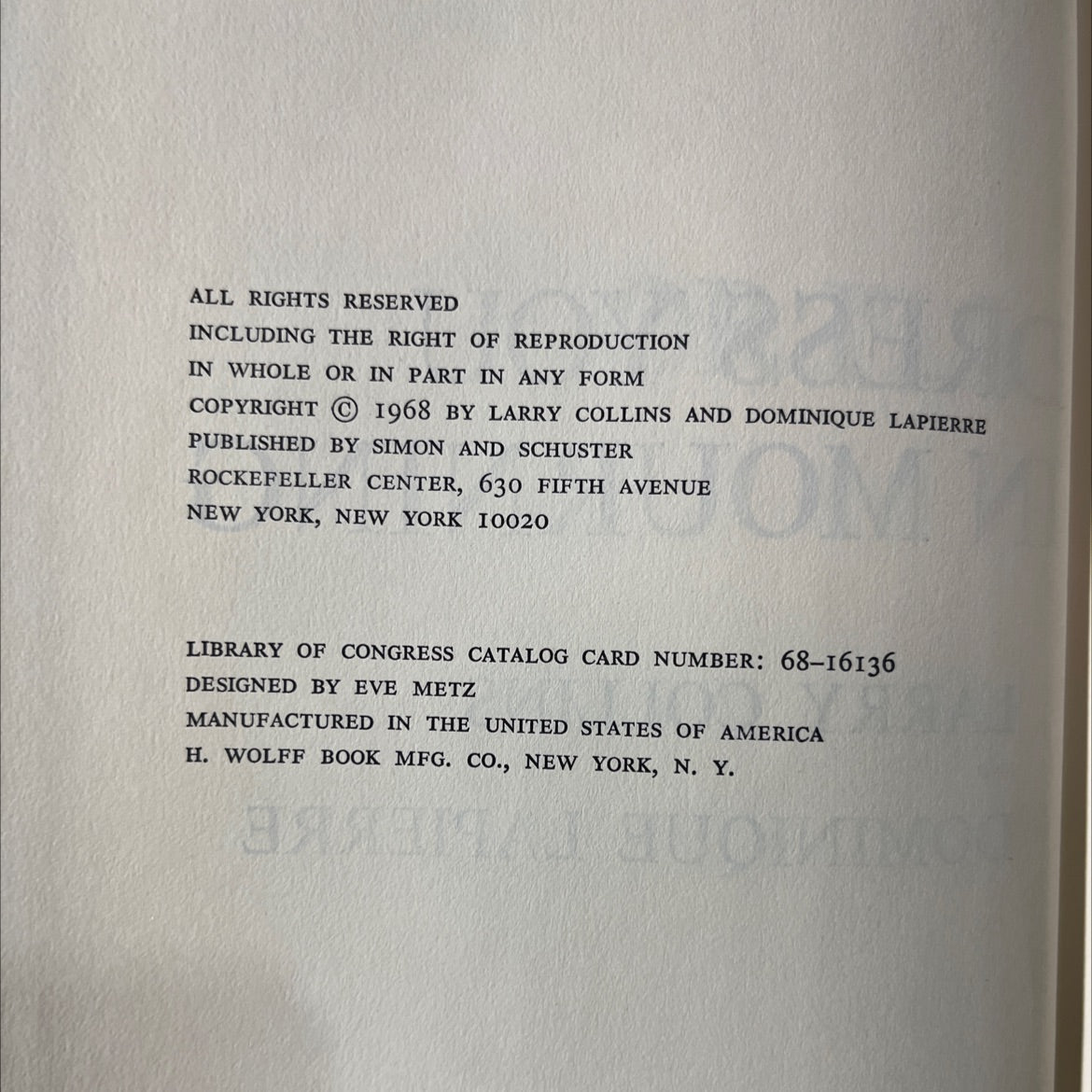 or i'll dress you in mourning book, by larry collins and dominique lapierre, 1968 Hardcover image 3