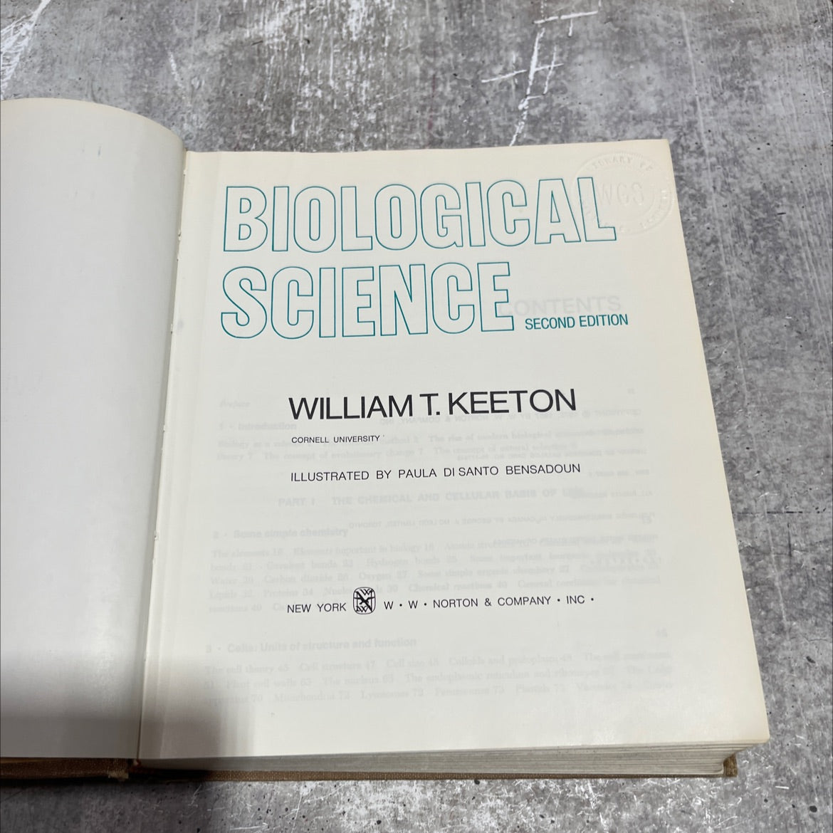 orary wgs biological science contents second edition book, by william t. keeton, 1972 Hardcover image 2