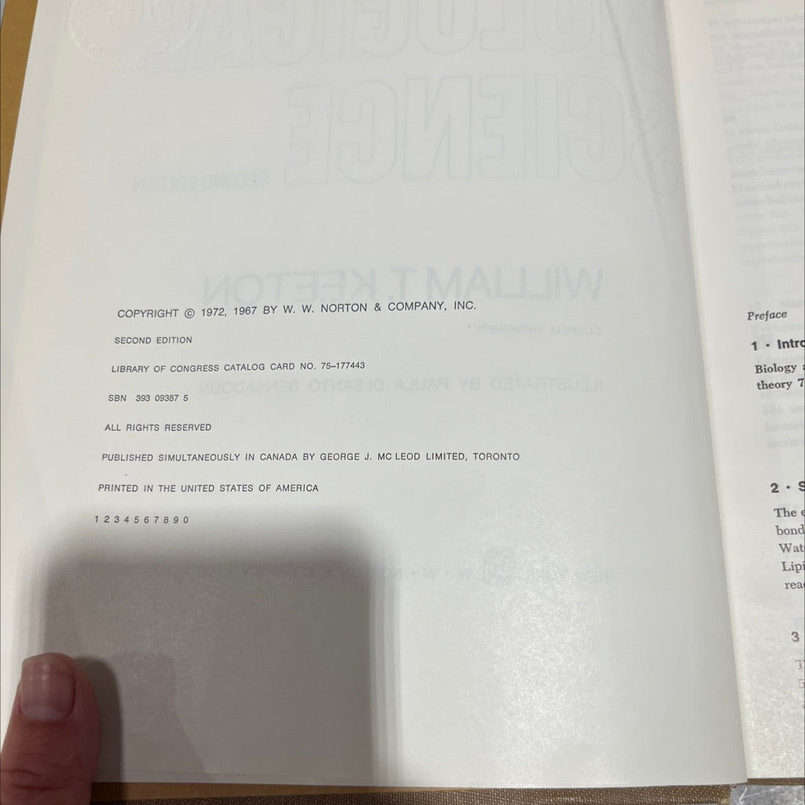 orary wgs biological science contents second edition book, by william t. keeton, 1972 Hardcover image 3