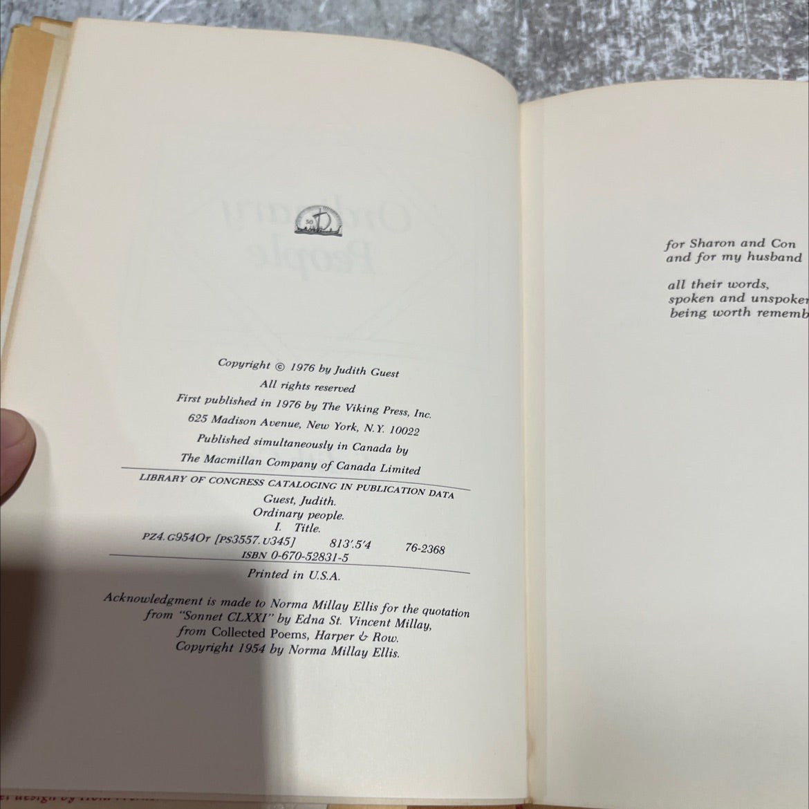 ordinary people book, by judith guest, 1976 Hardcover image 3