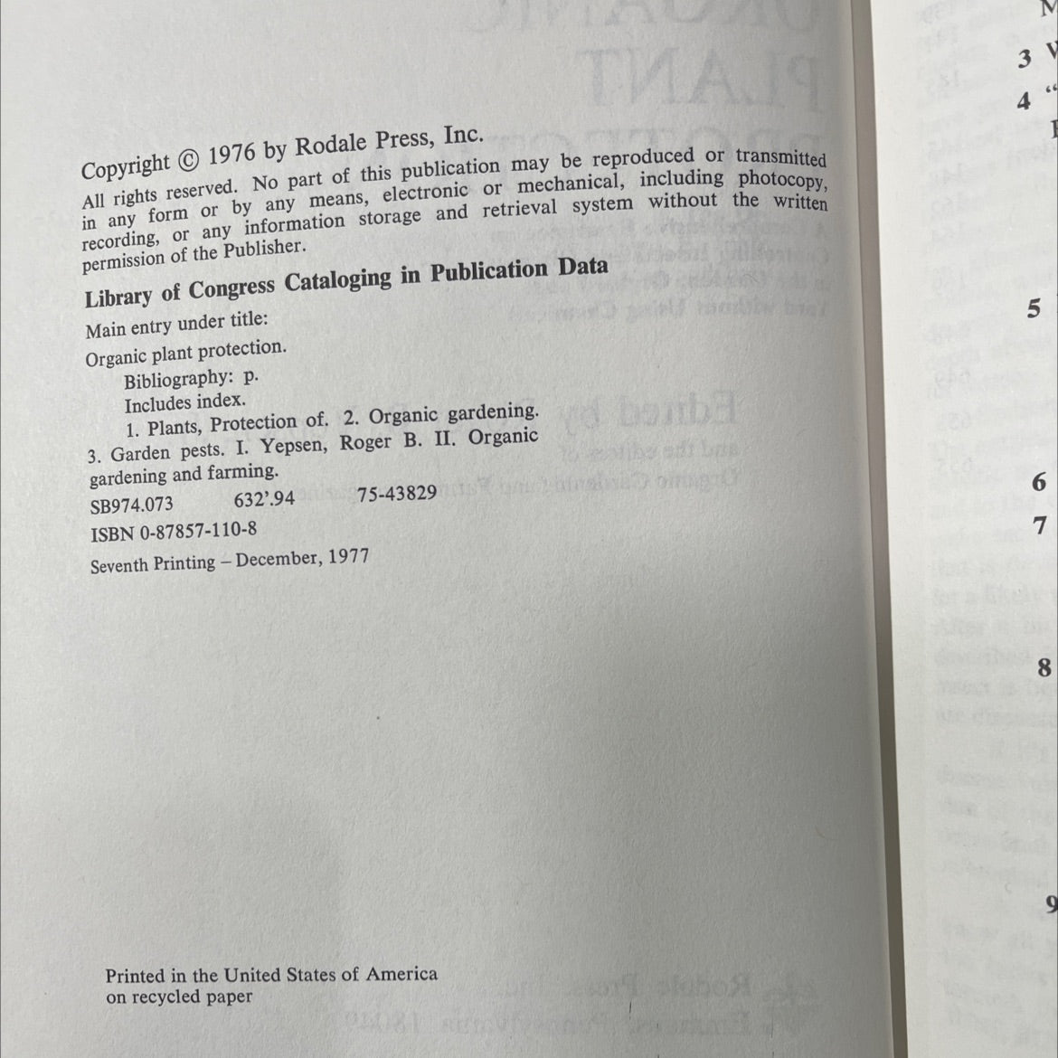 organic plant protection book, by Roger B. Yepsen, Jr., 1977 Hardcover image 3