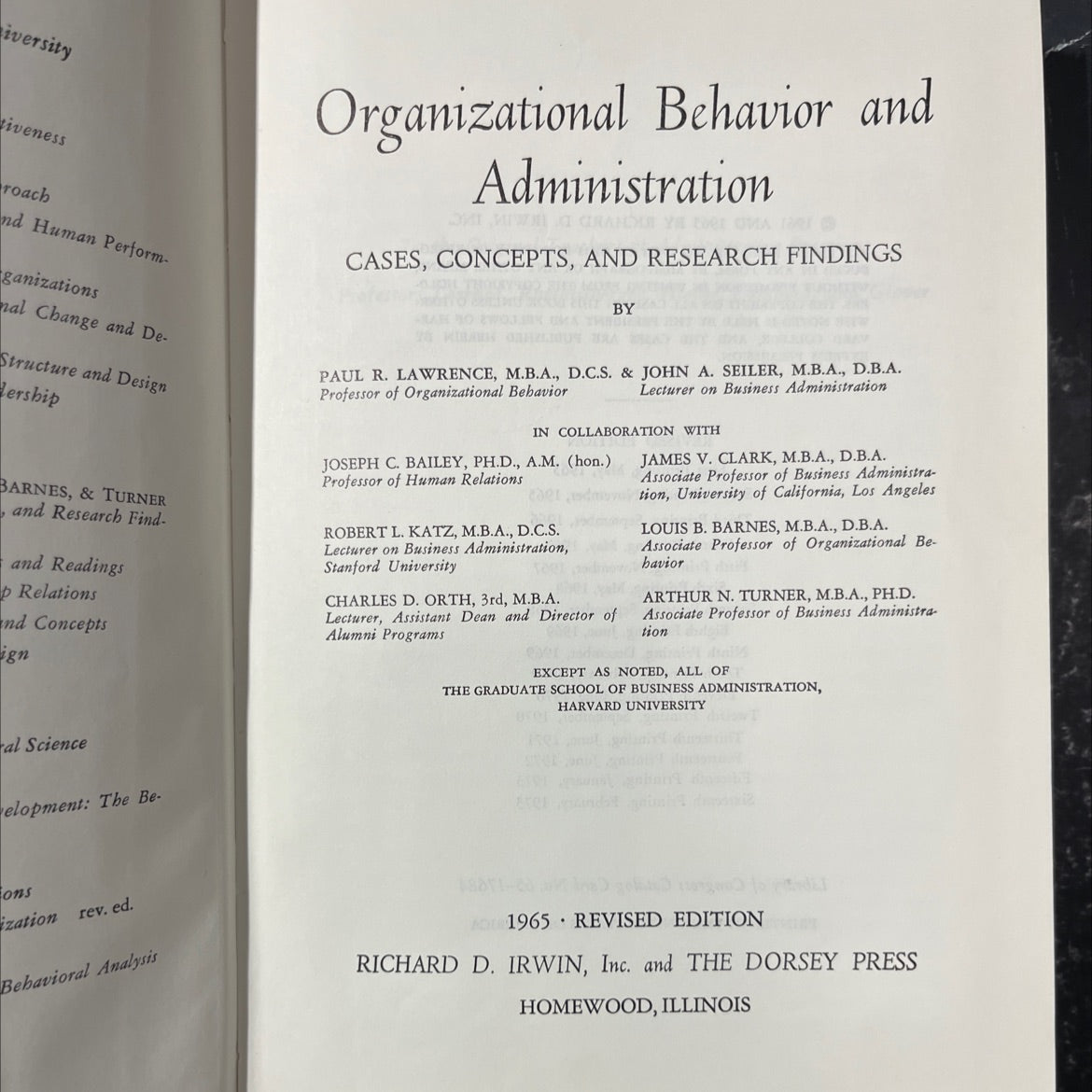 organizational behavior and administration book, by paul r. lawrence, john a. seiler, 1973 Hardcover image 2