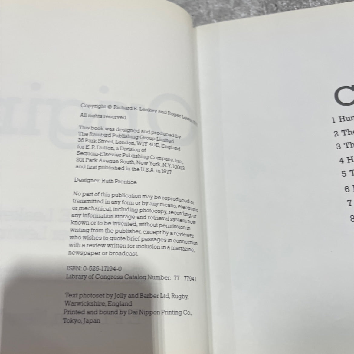 origins book, by Richard E. Leakey and Roger Lewin, 1977 Hardcover image 3