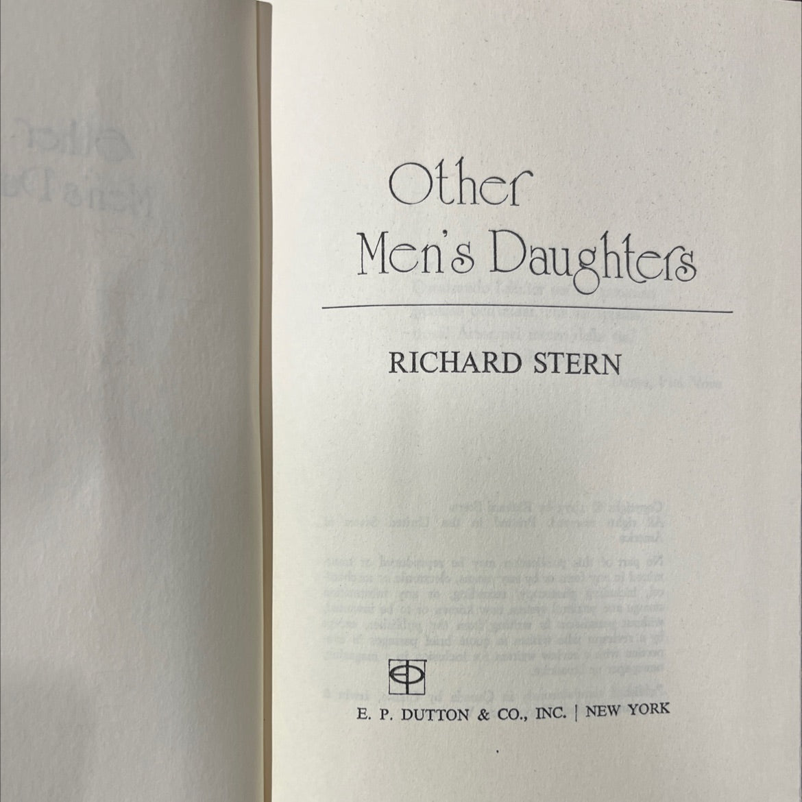 other men's daughters book, by richard stern, 1973 Hardcover image 2