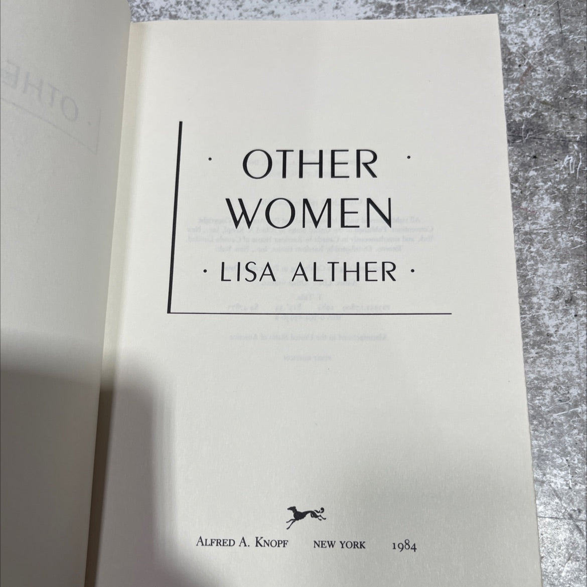 other women book, by Lisa Alther, 1984 Hardcover image 2