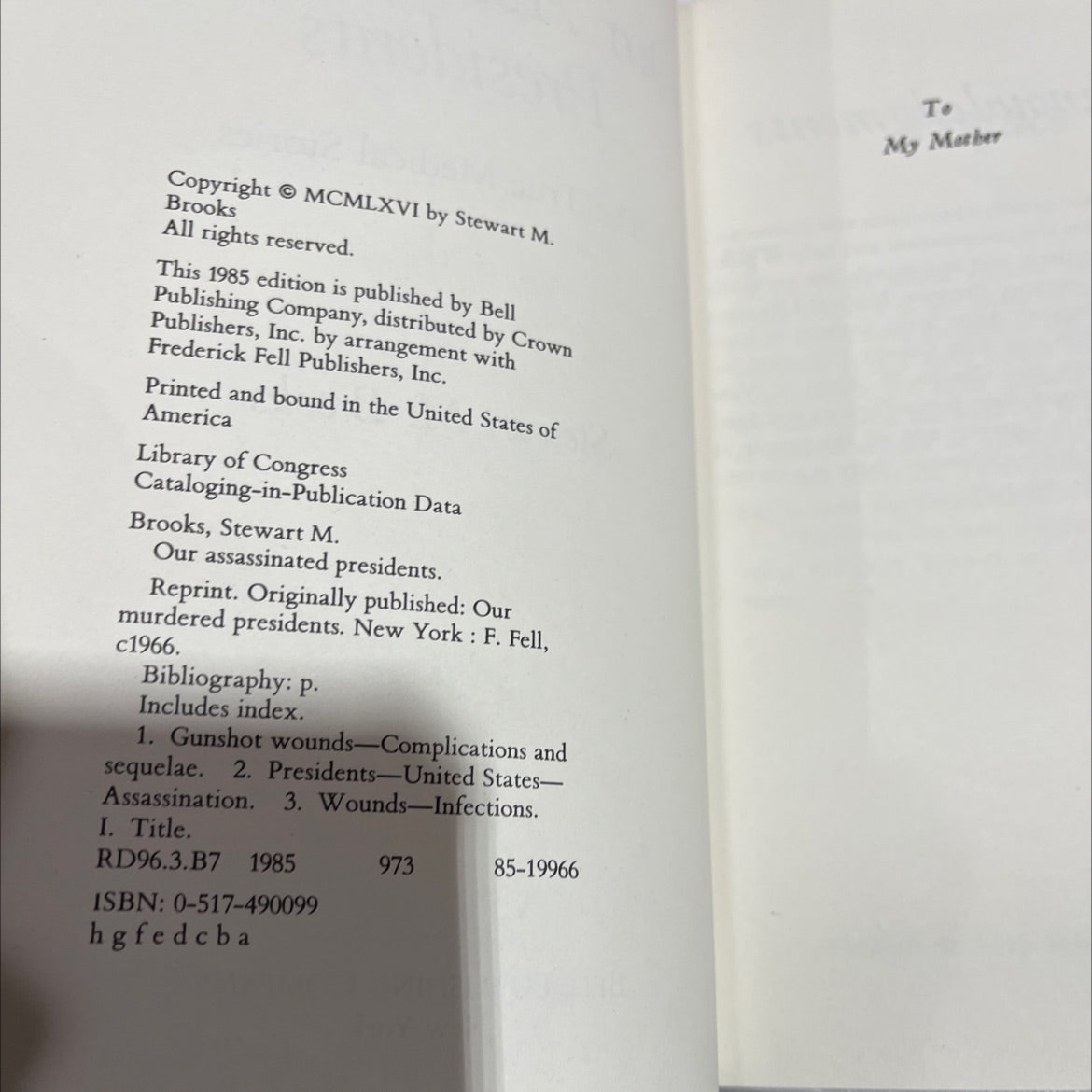 our assassinated presidents book, by Stewart M. Brooks, 1985 Hardcover image 3