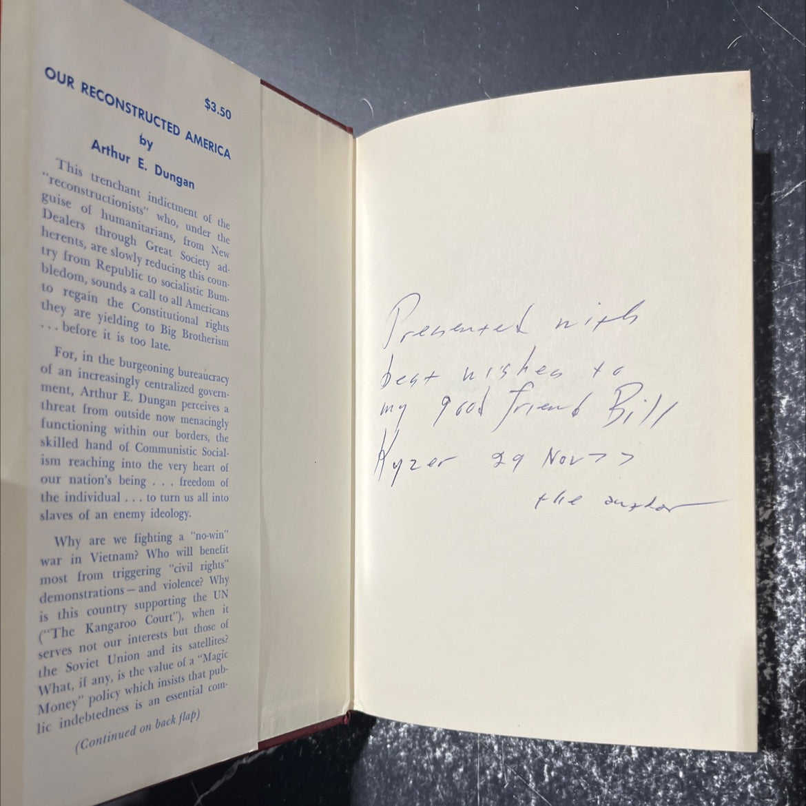 SIGNED our reconstructed america book, by arthur e. dungan, 1967 Hardcover, First Edition, Vintage image 4