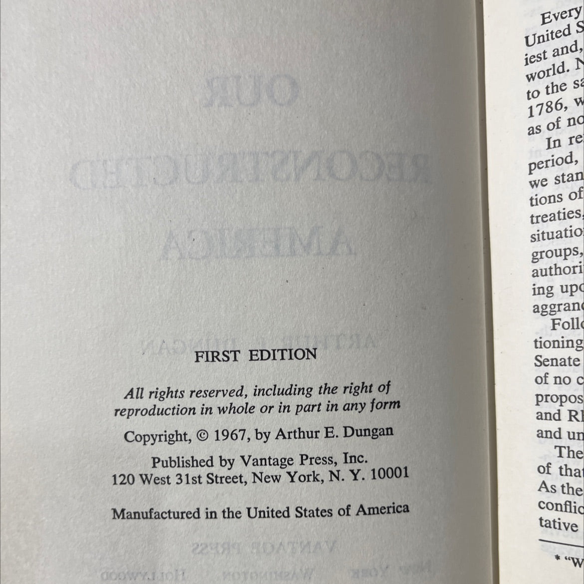 SIGNED our reconstructed america book, by arthur e. dungan, 1967 Hardcover, First Edition, Vintage image 3