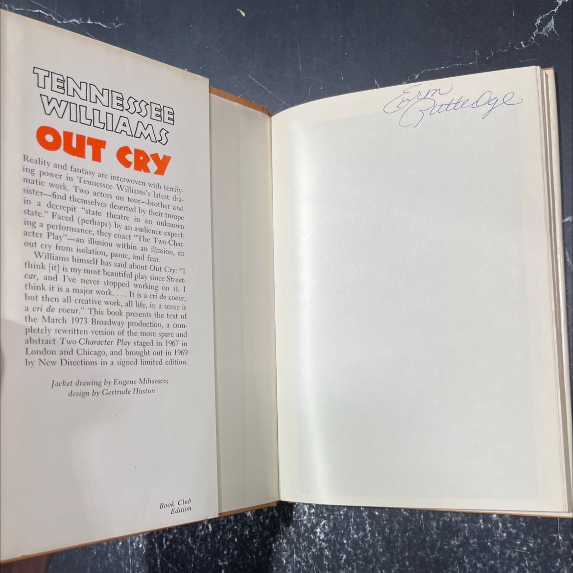 out cry book, by tennessee williams, 1973 Hardcover image 4