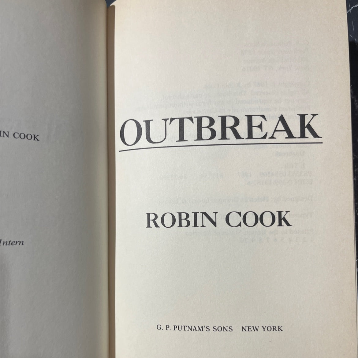 outbreak book, by robin cook, 1987 Hardcover image 2