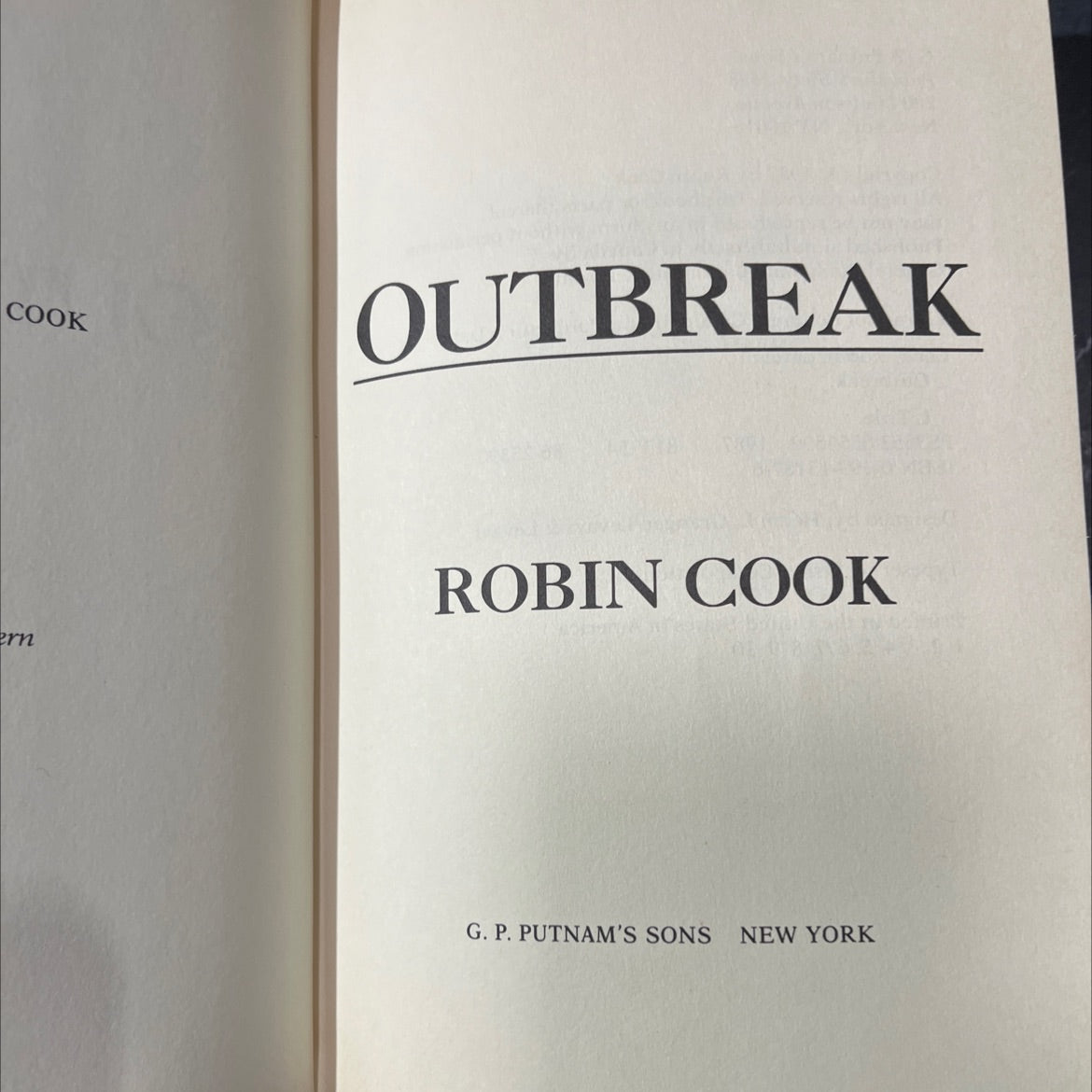 outbreak book, by robin cook, 1987 Hardcover image 2
