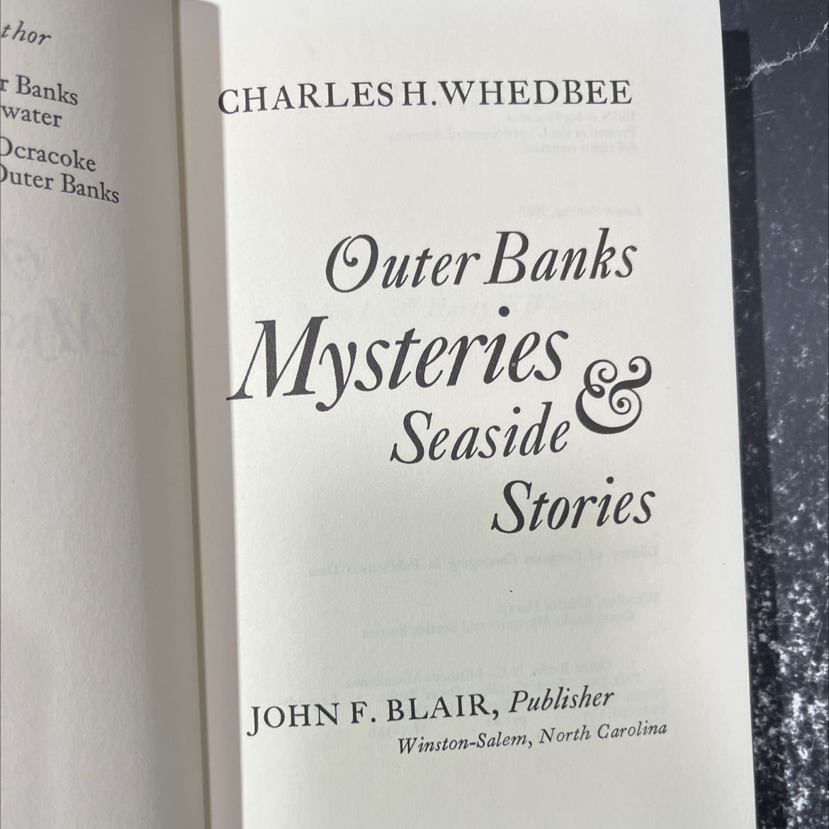 outer banks mysteries and seaside stories book, by charles h. whedbee, 1987 Hardcover image 2