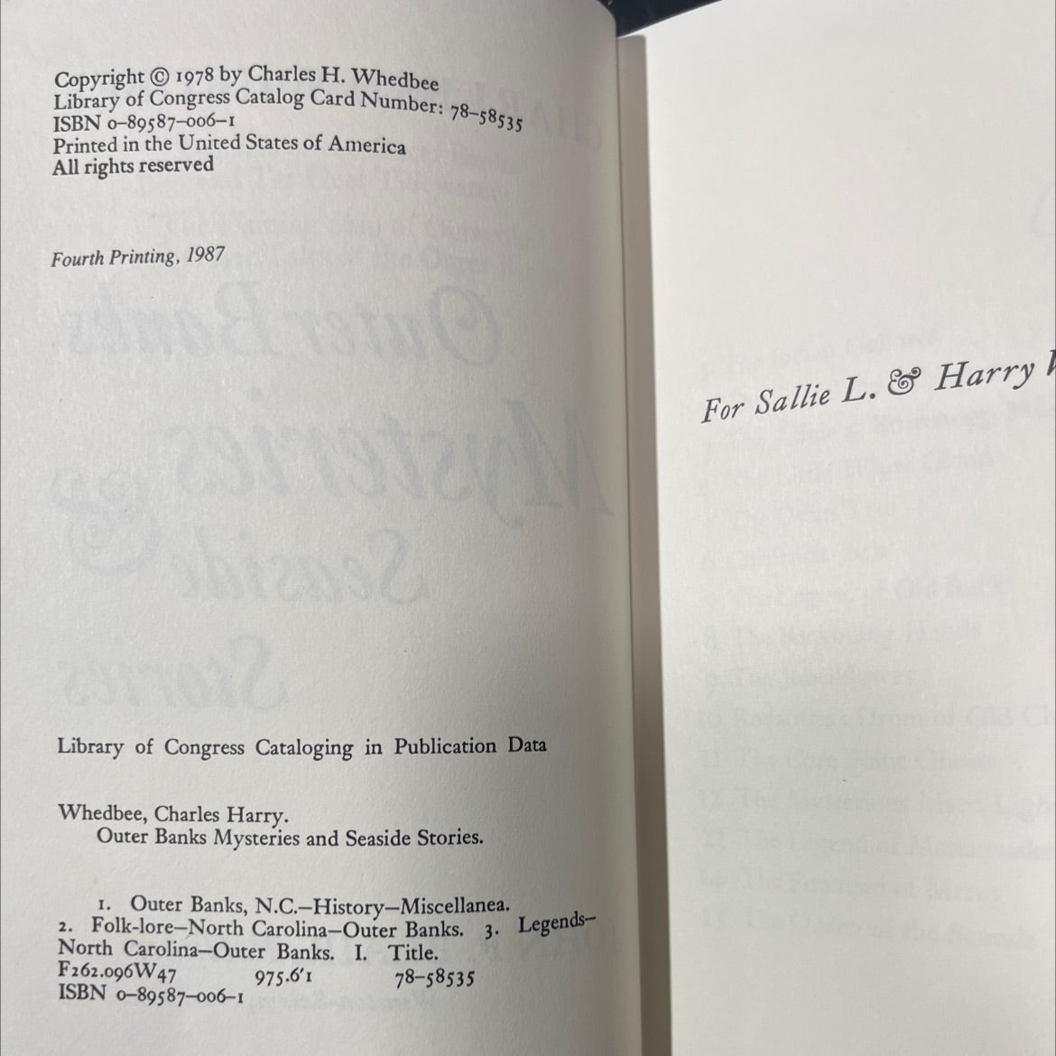outer banks mysteries and seaside stories book, by charles h. whedbee, 1987 Hardcover image 3