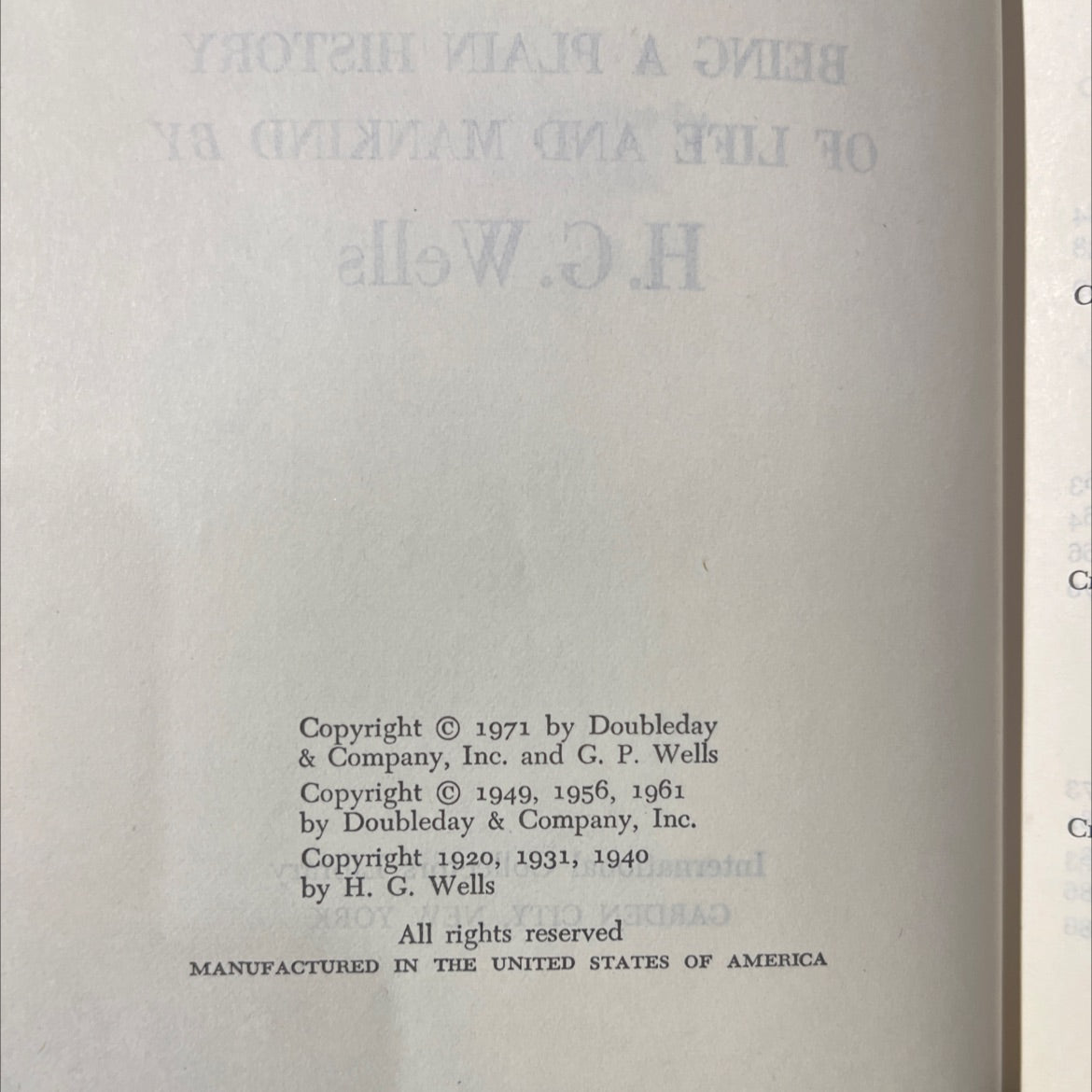 outline of the short history of life and mankind book, by h.g. wells, 1971 Hardcover image 3