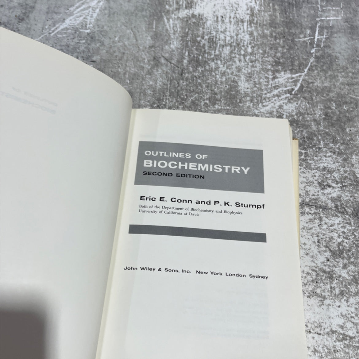 outlines of biochemistry book, by Eric E. Conn and P. K. Stumpf, 1967 Hardcover image 2