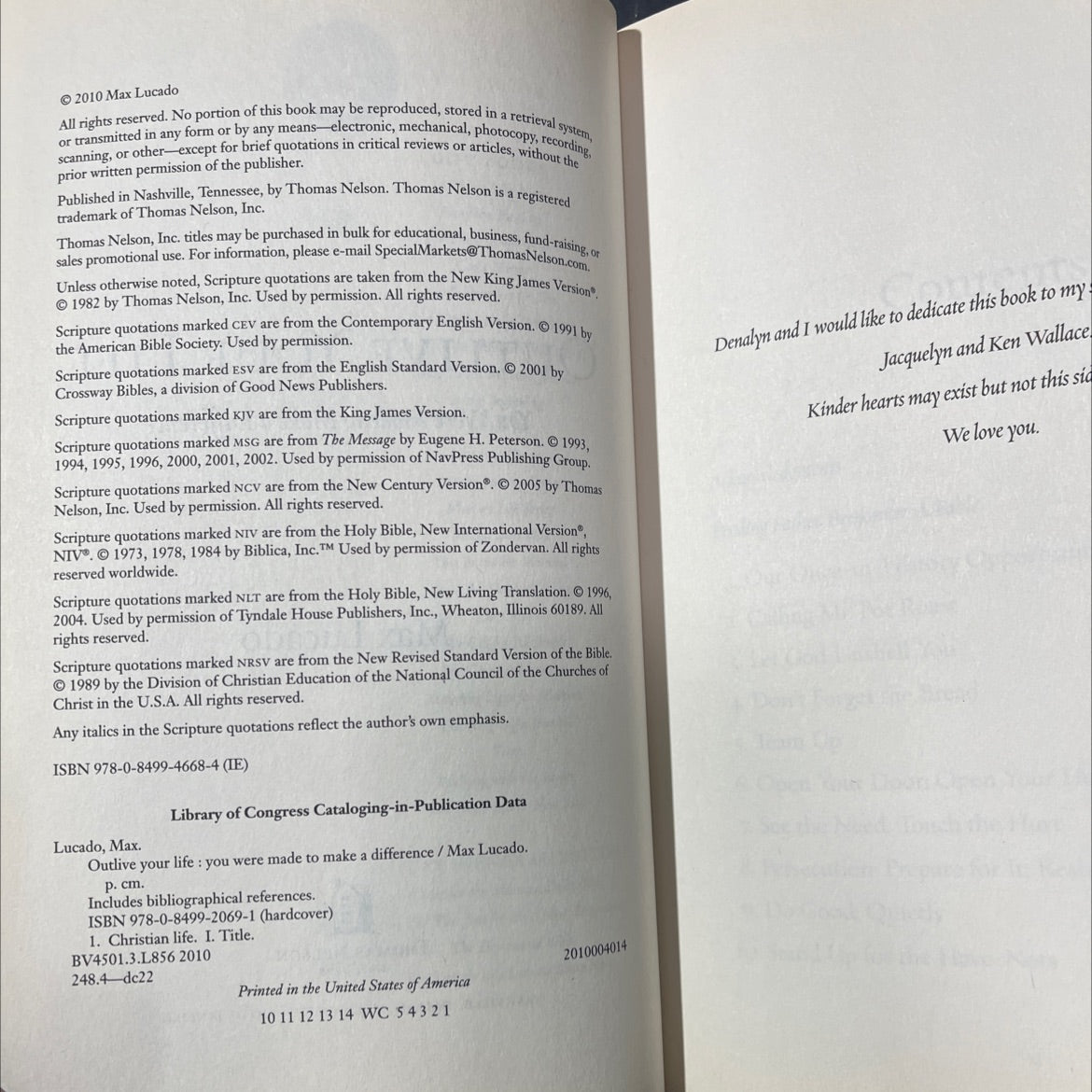 SIGNED outlive your life: you were made to make a difference book, by max lucado, 2010 Hardcover image 3