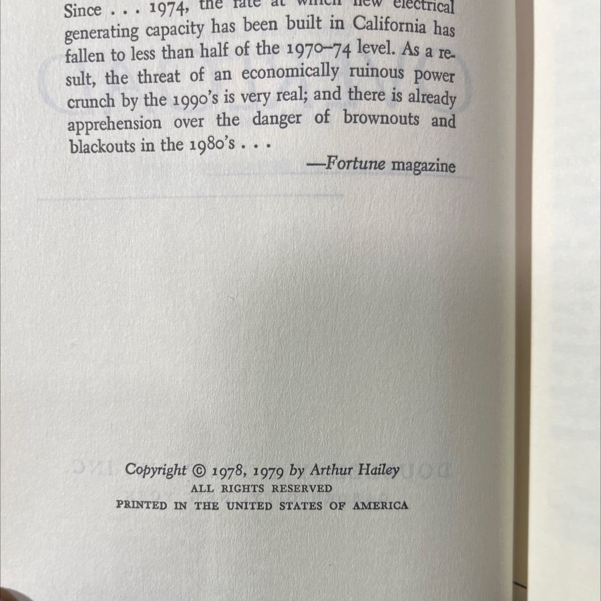 overload book, by Arthur Hailey, 1979 Hardcover image 3