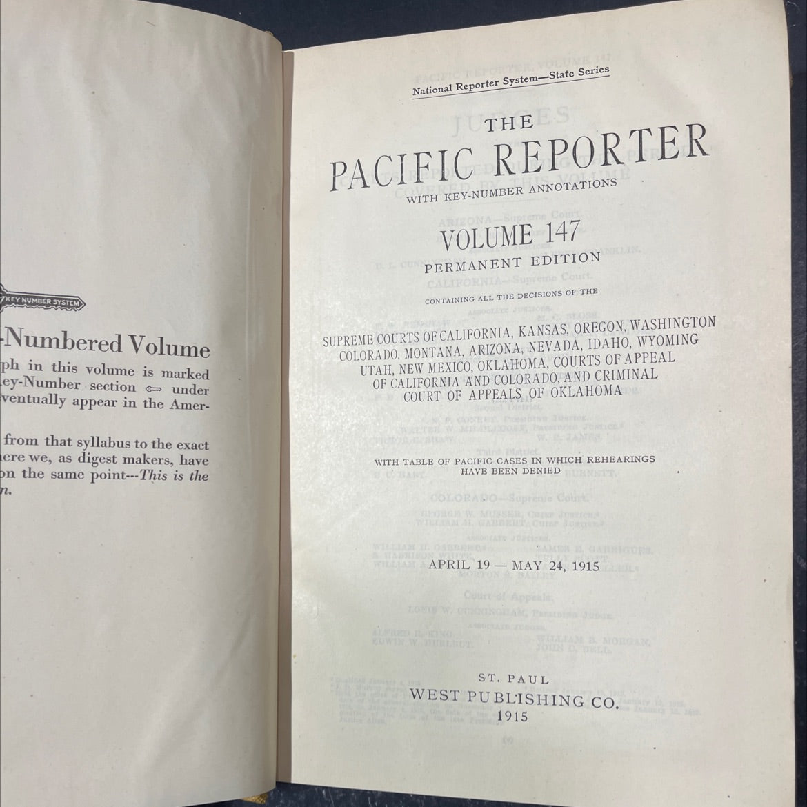 pacific reporter with key-number annotations book, by unknown, 1915 Hardcover image 2