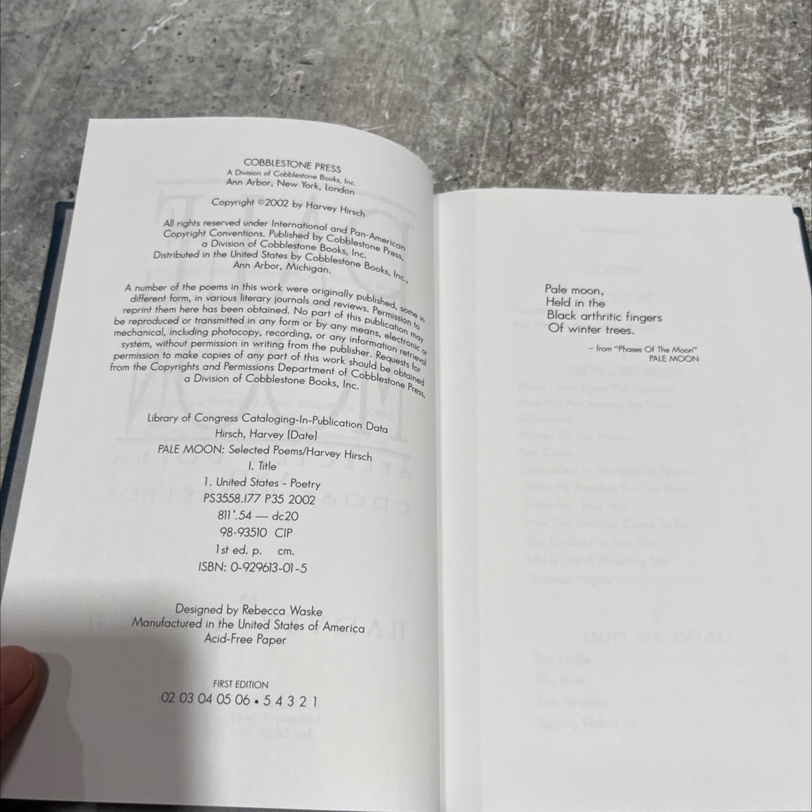 SIGNED pale moon: selected poems book, by Harvey Hirsch, 2002 Hardcover image 3