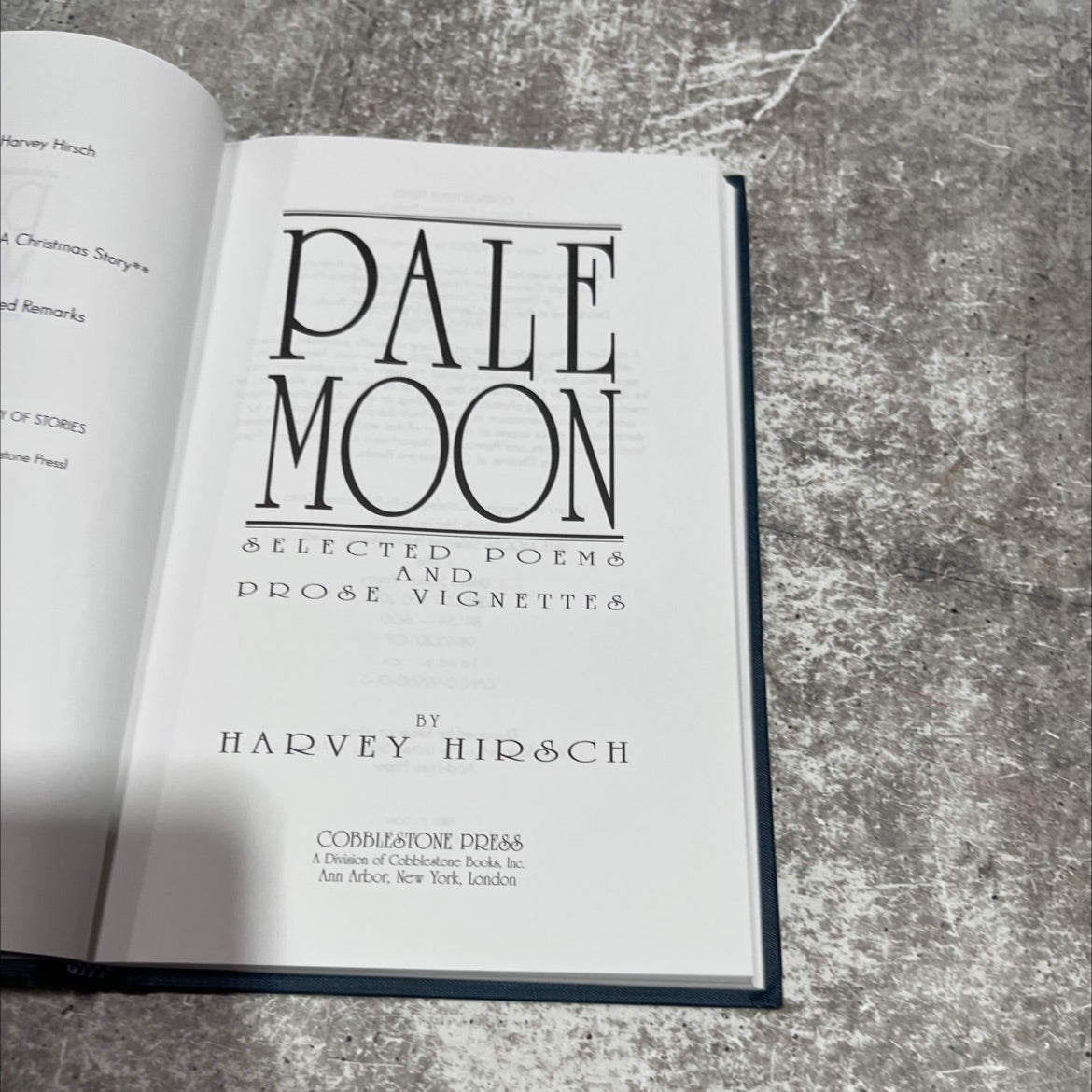 SIGNED pale moon: selected poems book, by Harvey Hirsch, 2002 Hardcover image 2