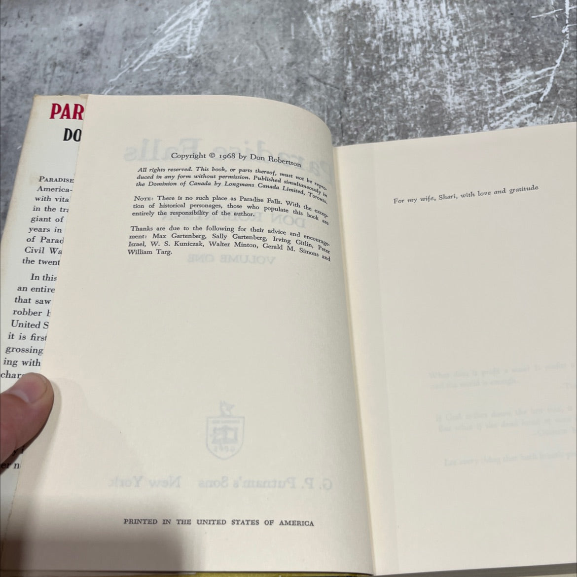 paradise falls book, by Don Robertson, 1968 Hardcover image 3