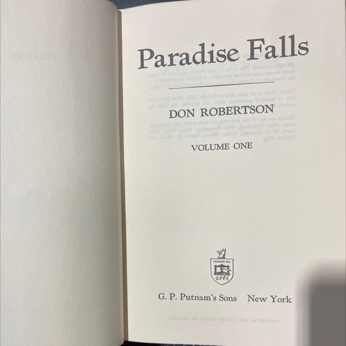 paradise falls book, by don robertson, 1968 Hardcover image 2